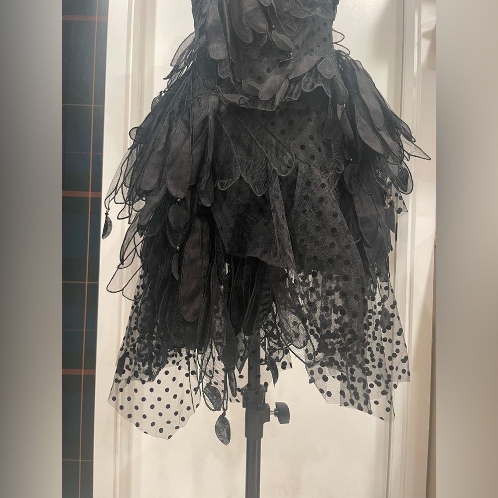 Zimmermann BlackSwan fluted tulle mini dress, feathers, deep plunge, EUC, 0(0-5) - Picture 13 of 16
